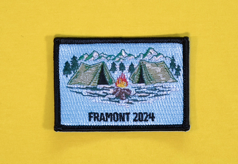 Sublimated patches for an El Dorado-themed guiding camp