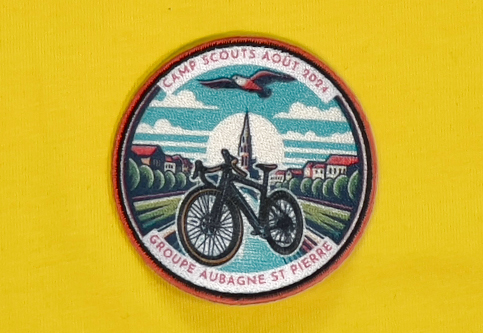 Embroidered sublimated patches for a bicycle scout camp