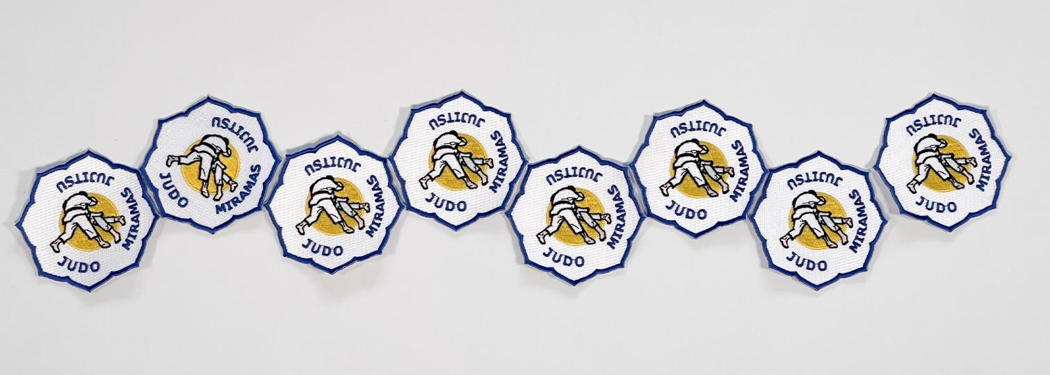 Combination of embroidered patches for the judo and jujitsu club of Miramas