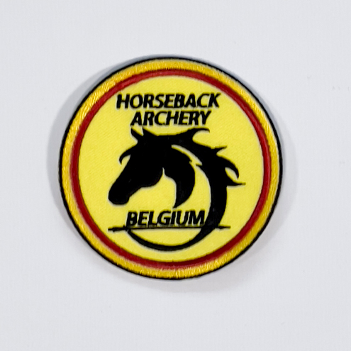 Horseback archery Belgium patch at Domaine du Bois de Serrée