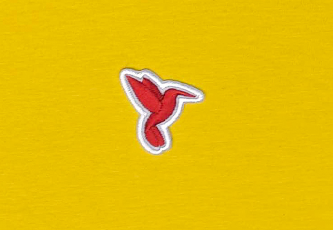 100% Embroidered and Laser-Cut Hummingbird Badges