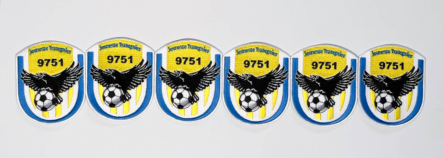 Combination of 100% Embroidered Round Badges for the Jeunesse Trazegnies Football Club