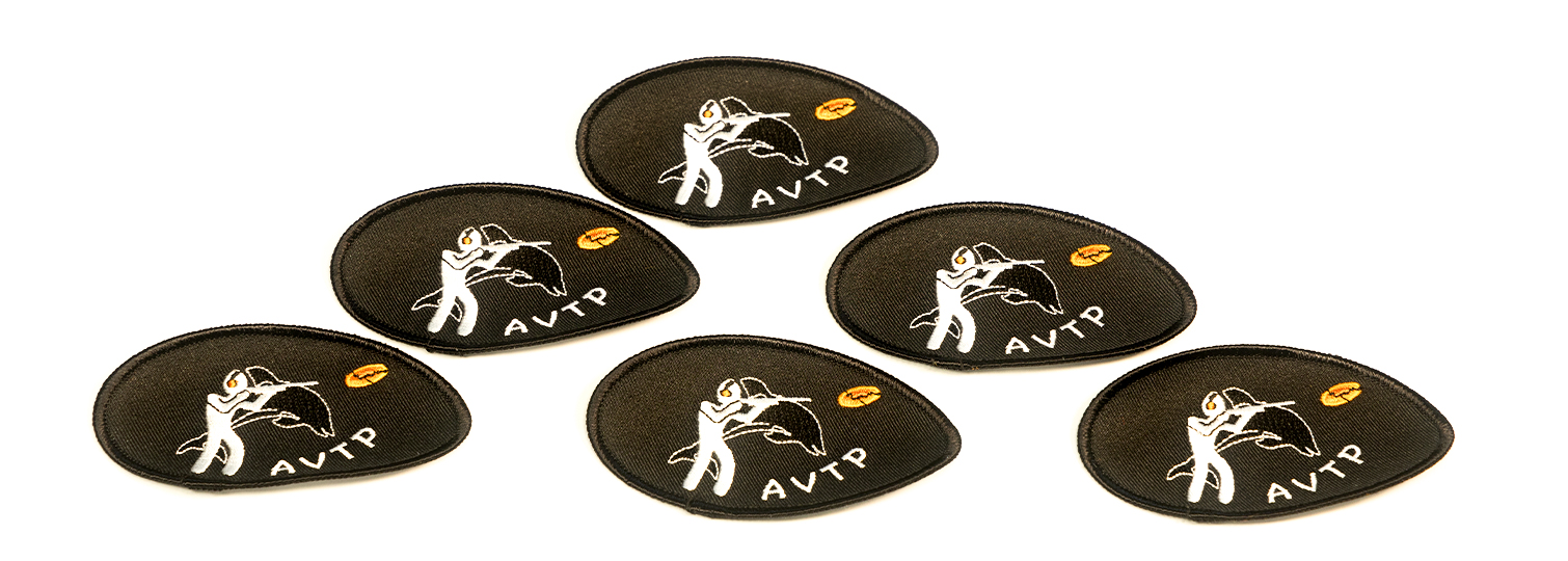 Combination of 50% embroidered patches for the members of the AVTP shooting club.