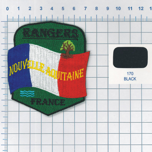 French flag patch of the Rangers of New Aquitaine print proof