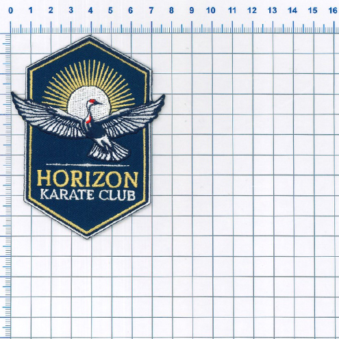 Proof of print for embroidered patches of the Horizon Karate Club.