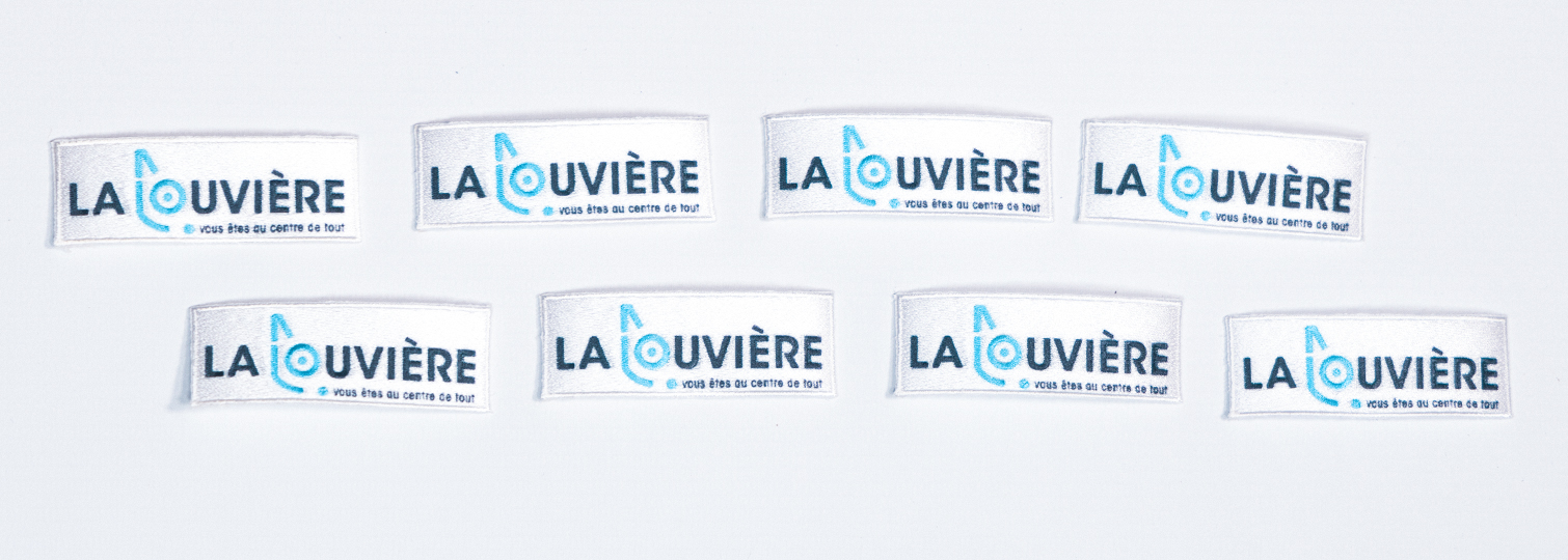 Combination of rectangular woven badges for the town of La Louvière