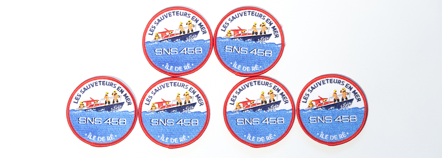 Combination of patches designed to be placed on the lifeguard uniforms of Île de Ré