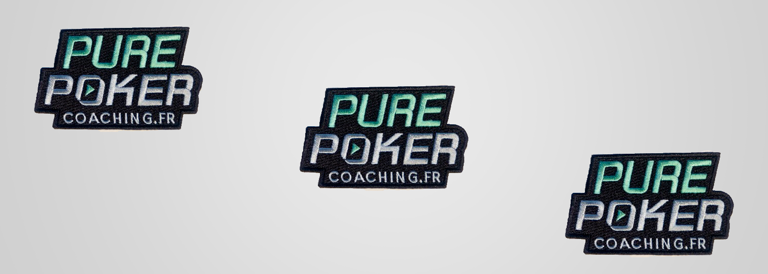 Combination of 100% embroidered 6cm x 10cm patches for Pure Poker Coaching coaches